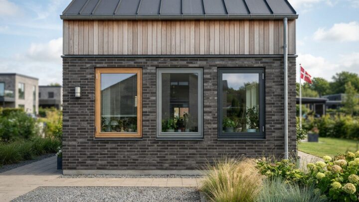 Sammenligning af vinduer i træ, PVC og aluminium på et moderne husfacade