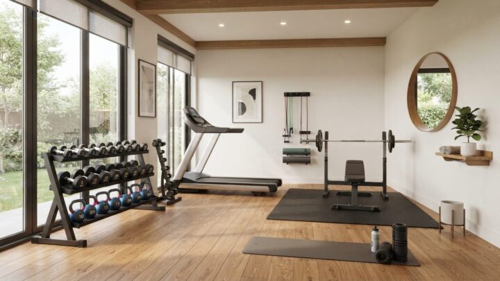 Indretning af hjemmegym med lys og ordentlig opbevaring af træningsudstyr