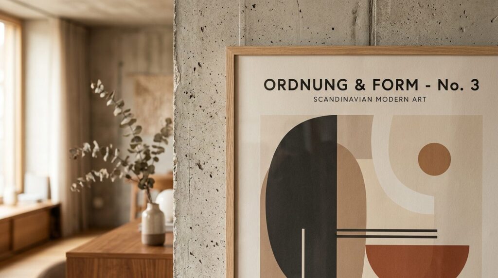 Close-up detail shot of large-format poster hanging on textu