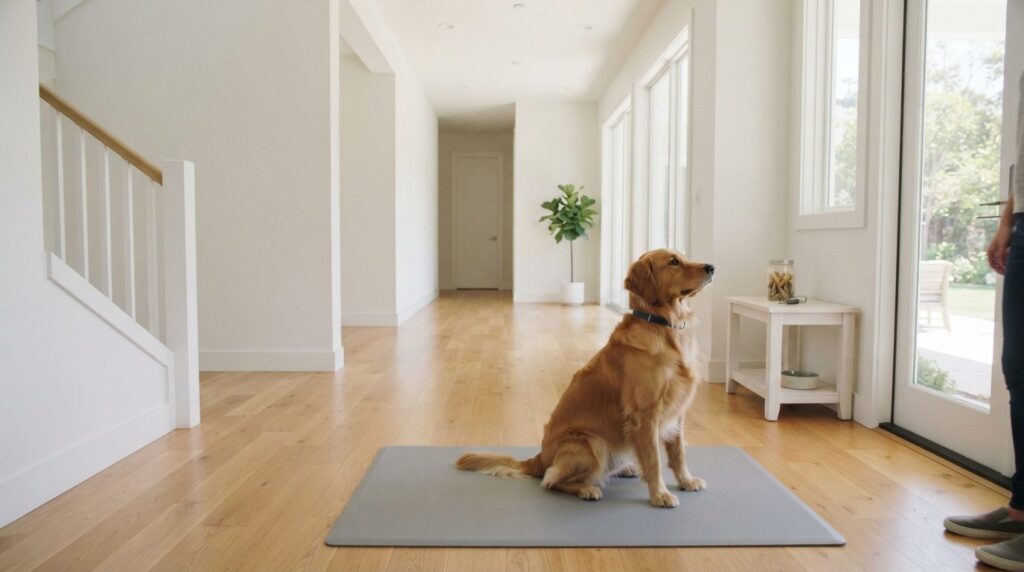 Bright, airy photograph of a spacious home hallway optimized