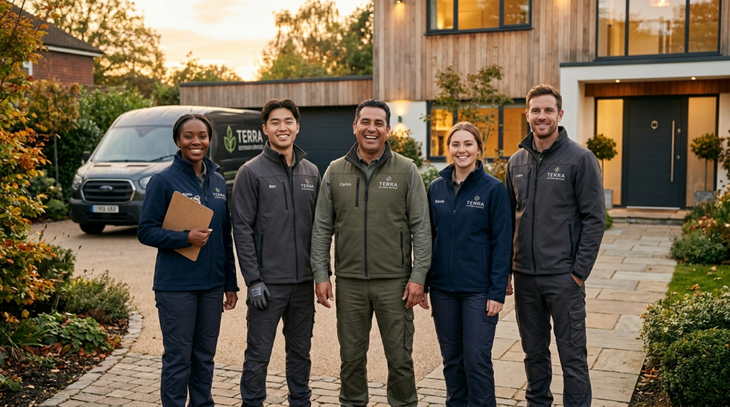 Lifestyle stockfoto in 16:9 format showing a diverse team of