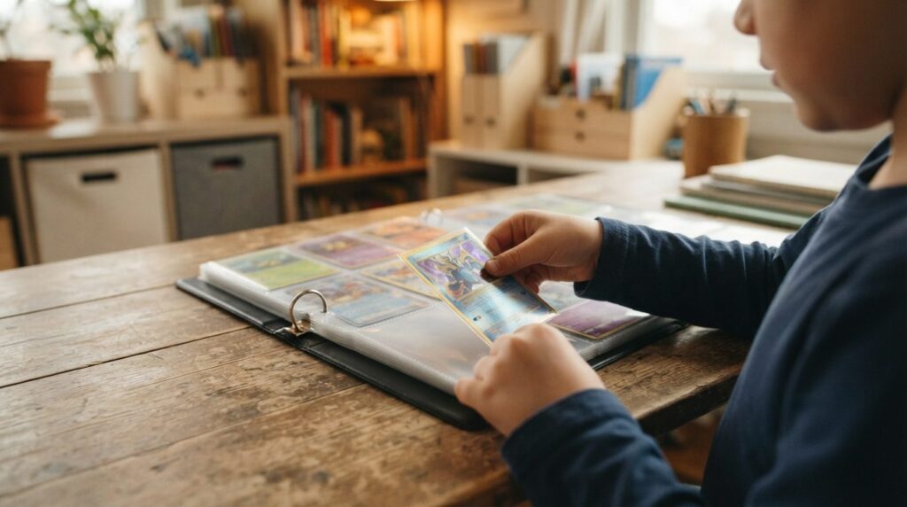 Close-up lifestyle shot of a childs hand carefully placing 